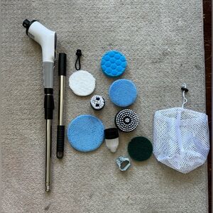 Cordless electric spin brush scrubber